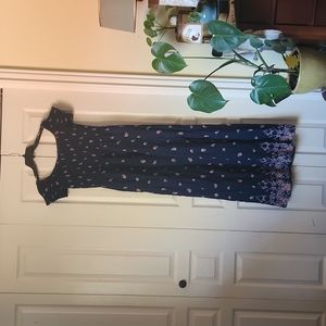 Xhilaration Blue multi flower print high-low dress with pockets size L